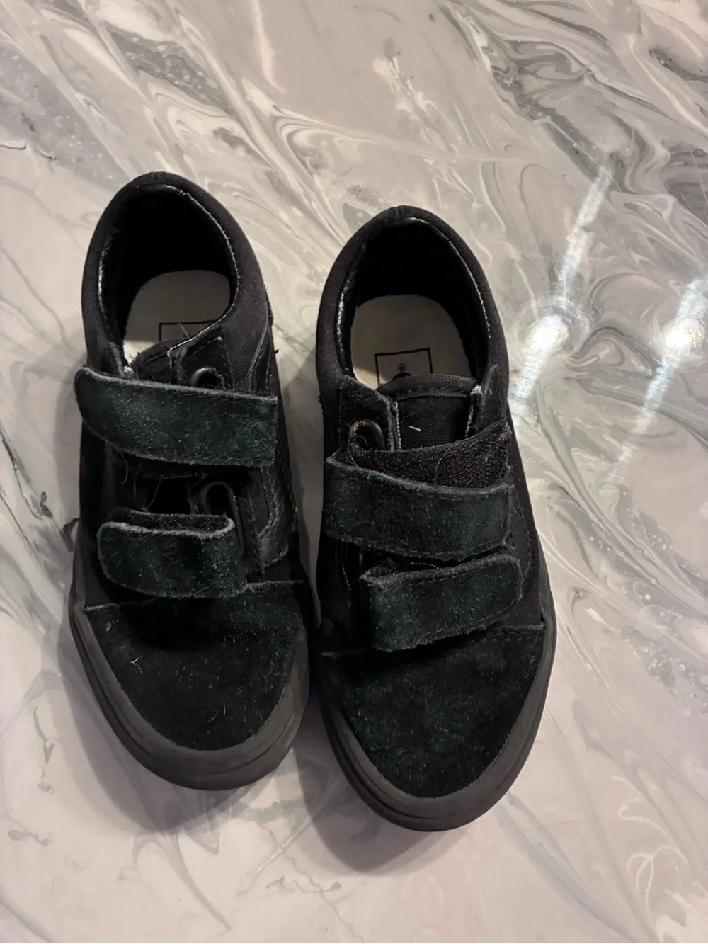 Kids Vans Black Velcro Suede Sneakers - Comfortable Everyday Shoes